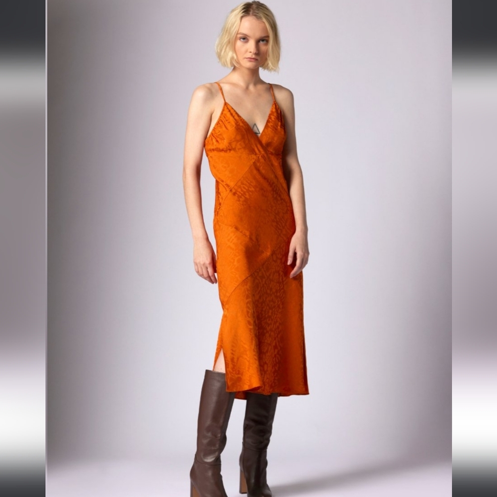 Equipment Leo Midi Dress in Autumn Maple Orange